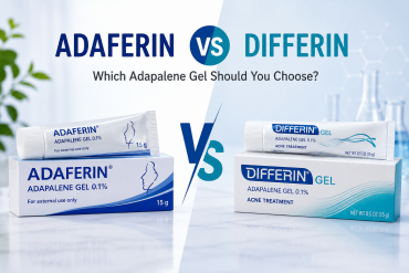 Adaferin vs Differin Gel comparison showing adapalene gel 0.1% acne treatments