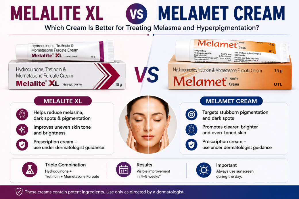 Melalite XL vs Melamet Cream: Which Cream Is Better for Treating Melasma and Hyperpigmentation?